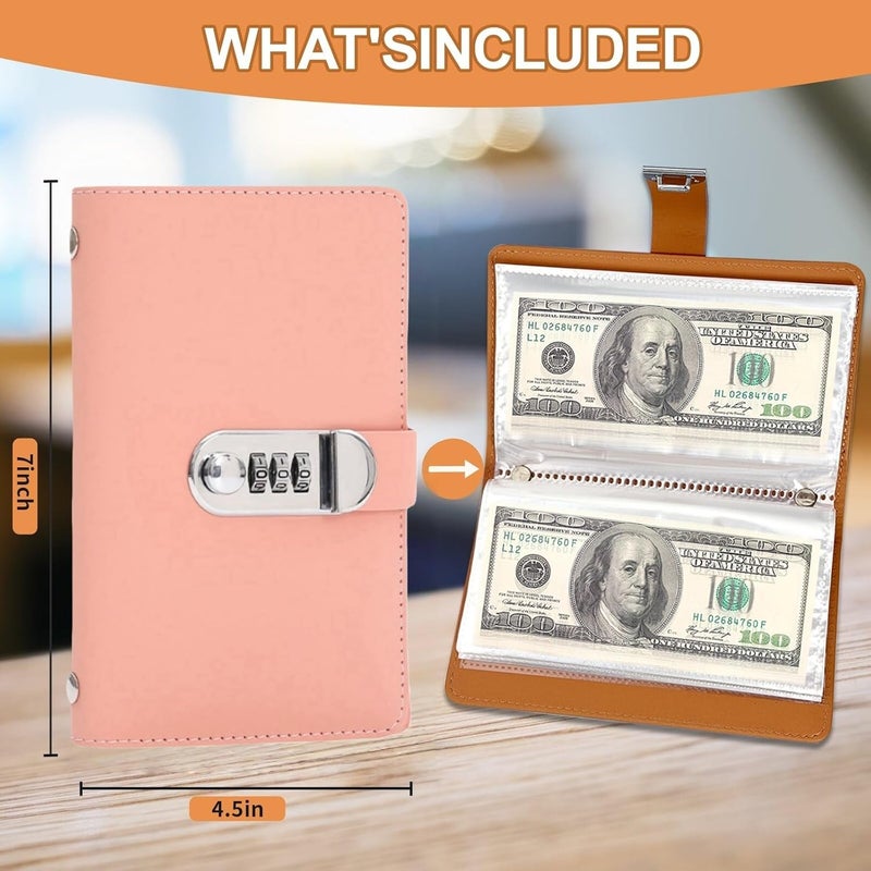 SUSOYAOCHEN 100 Envelope Challenge Binder,Savings Challenges Book with Envelopes,Envelopes Money Saving Challenge Savings Binder Successfully Reach Your Savings Goals (Pink B) - Image 2